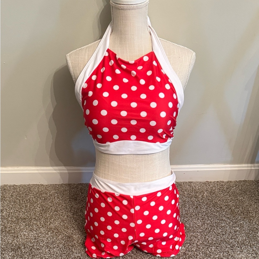 Boy short polka dot swimsuit 
NWOT